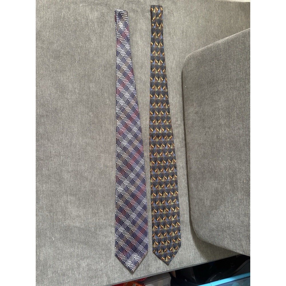 Allea Milano And Ermenegildo Zegna‎ Vintage Italian 100% Silk Geometric Tie